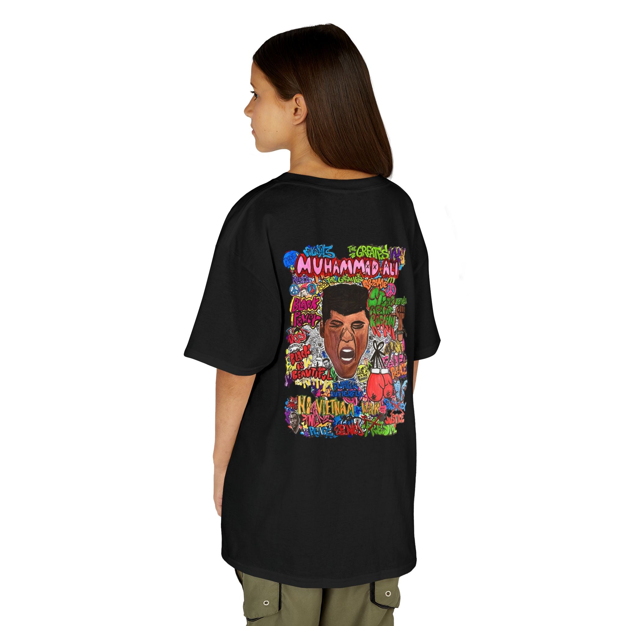 Kids Black History T‑Shirt — Muhammad Ali Collage Graphic